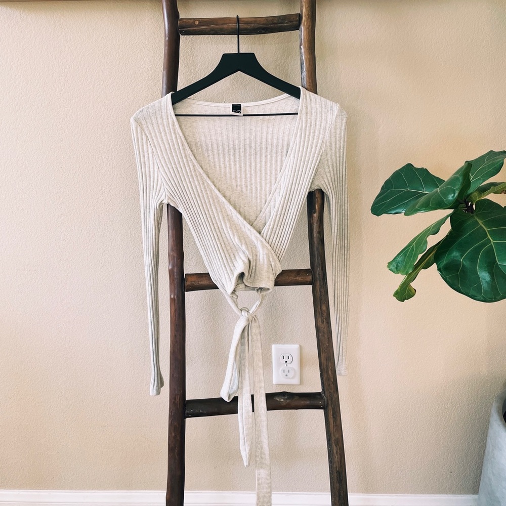 Wrap Long Sleeve Crop Top